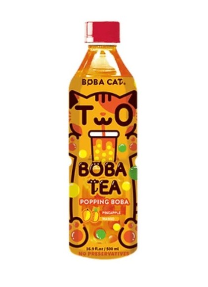 detail Boba Cat Mango a Ananas Bubble Tea PET 500ml