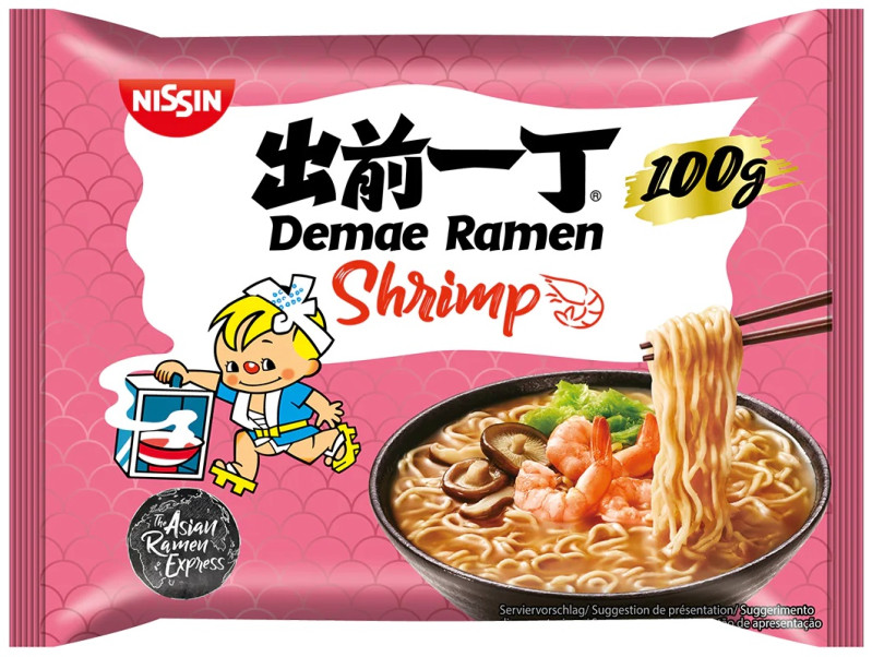 detail NISSIN DEMAE Instantní Ramen Nudle S Příchutí Krevety 100g