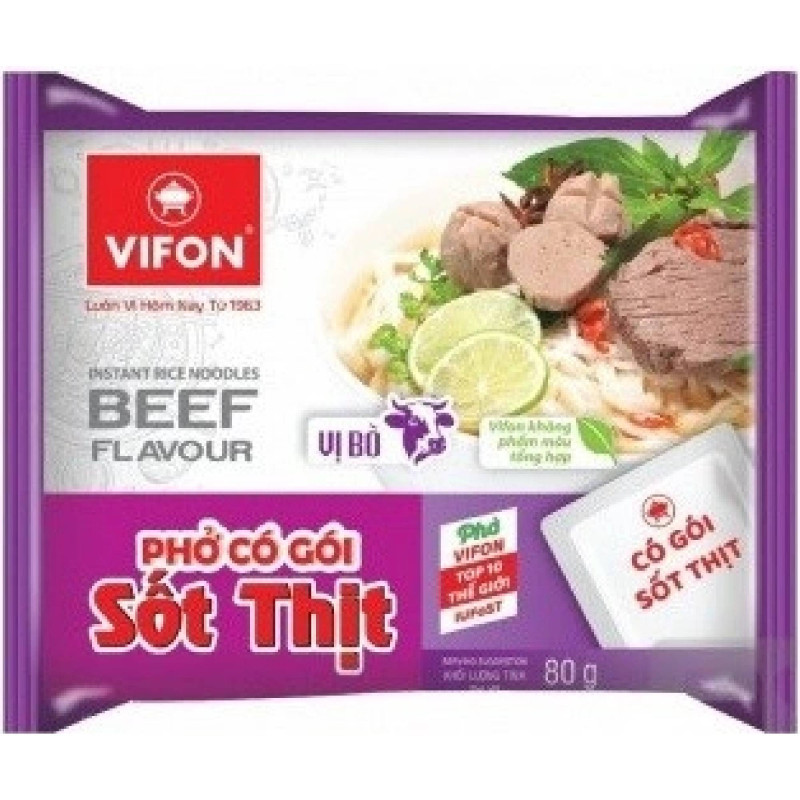 detail VIFON Instantní Rýžové Nudle S Příchutí Hovězí 80g