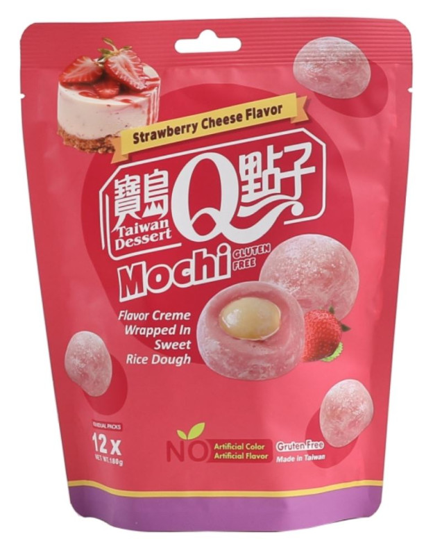 detail Q Mochi Sáčky s Příchutí Jahody a Sýru 180g